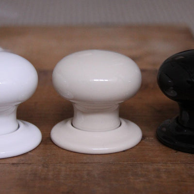 Plain Ceramic Door Knobs in White, Cream and Black