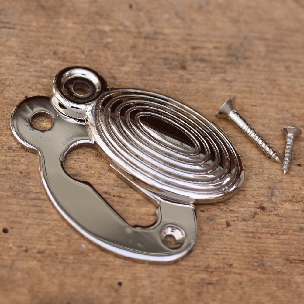 Polished nickel oval beehive escutcheon with screws