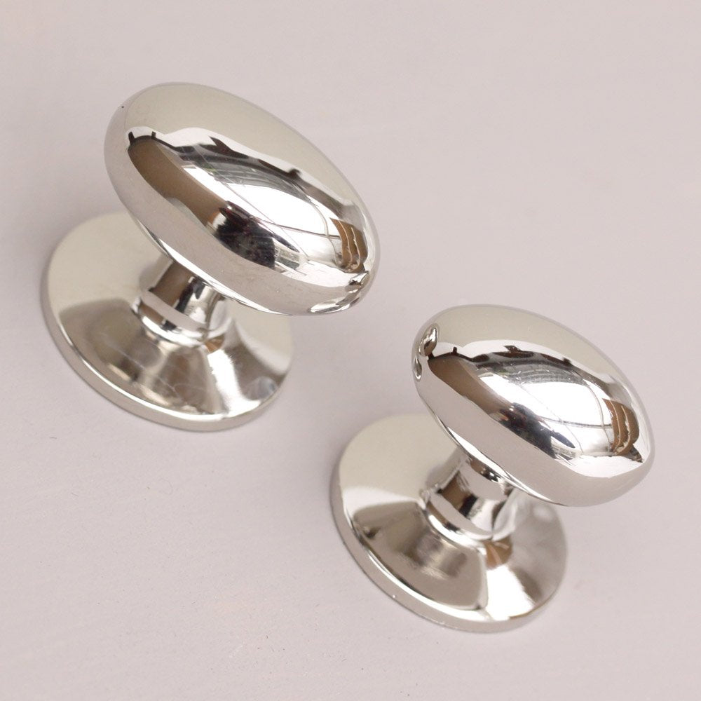 Nickel Oval cabinet knobs in two sizes