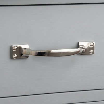 Polished nickel drawer pull handle