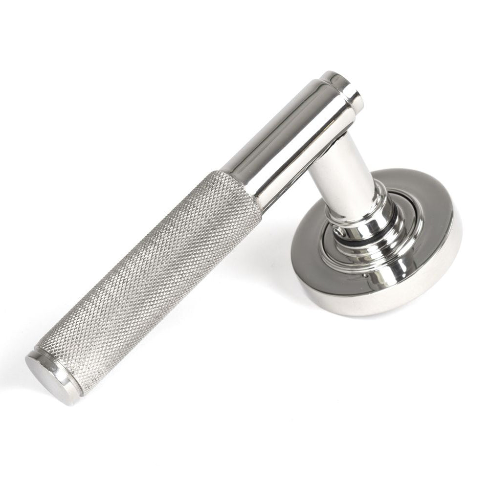 Polished Stainless Steel Brompton Lever Handles on Rose