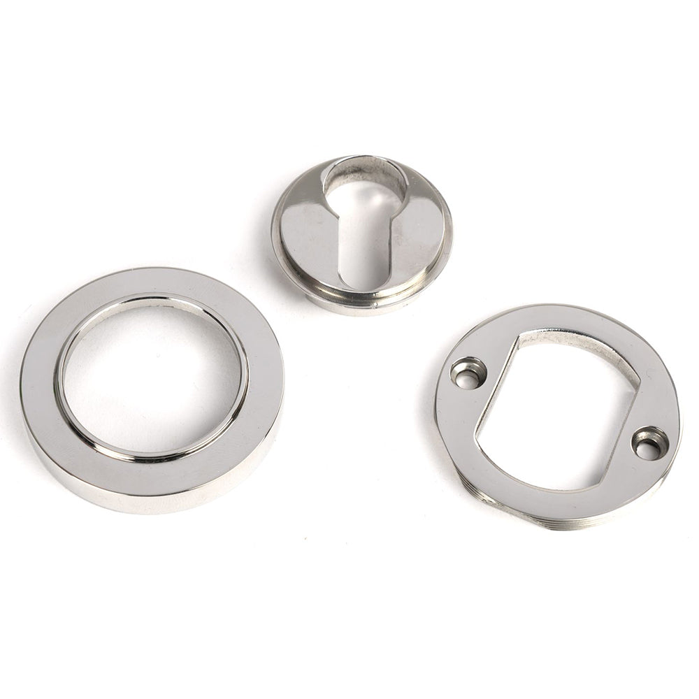 Polished Stainless Steel Round Euro Escutcheon in parts