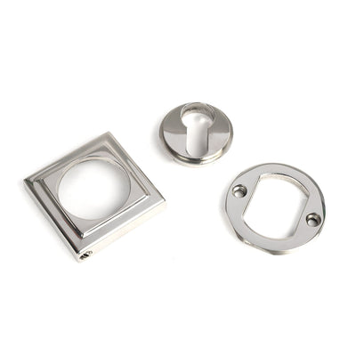 Polished Stainless Steel Square Euro Escutcheon in parts