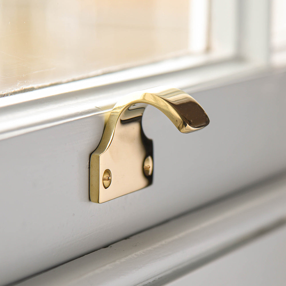 Unlacquered Brass Recessed Sash Window Lift | Brass Window Accessories Unlacquered Brass Recessed Sash Window Lift | Brass Window Accessories