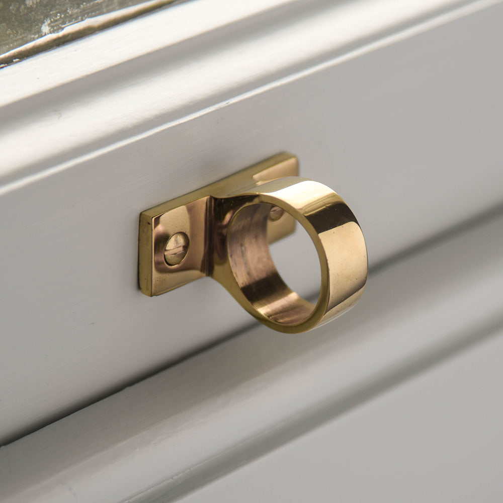 Ring Sash Lift in solid Polished Brass.