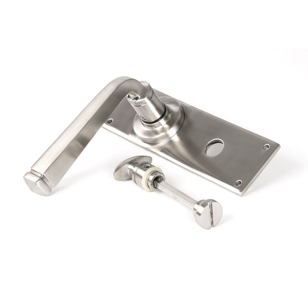 Satin Stainless Steel Avon Lever Handles with Bathroom Lock