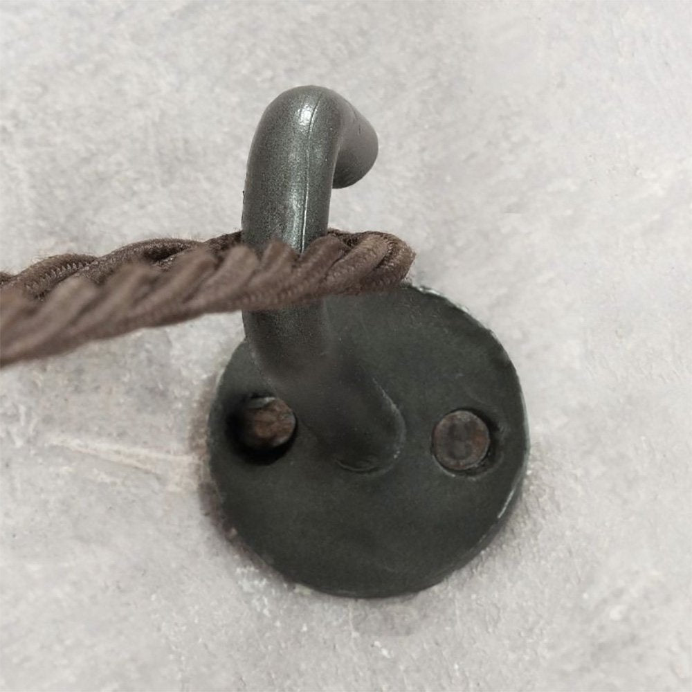 Black Iron Ceiling/Wall Hook in Use