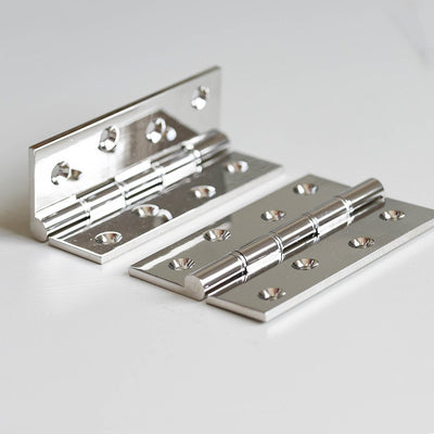 Solid brass Pair of PBW Butt Hinges in Polished Nickel plated finish.