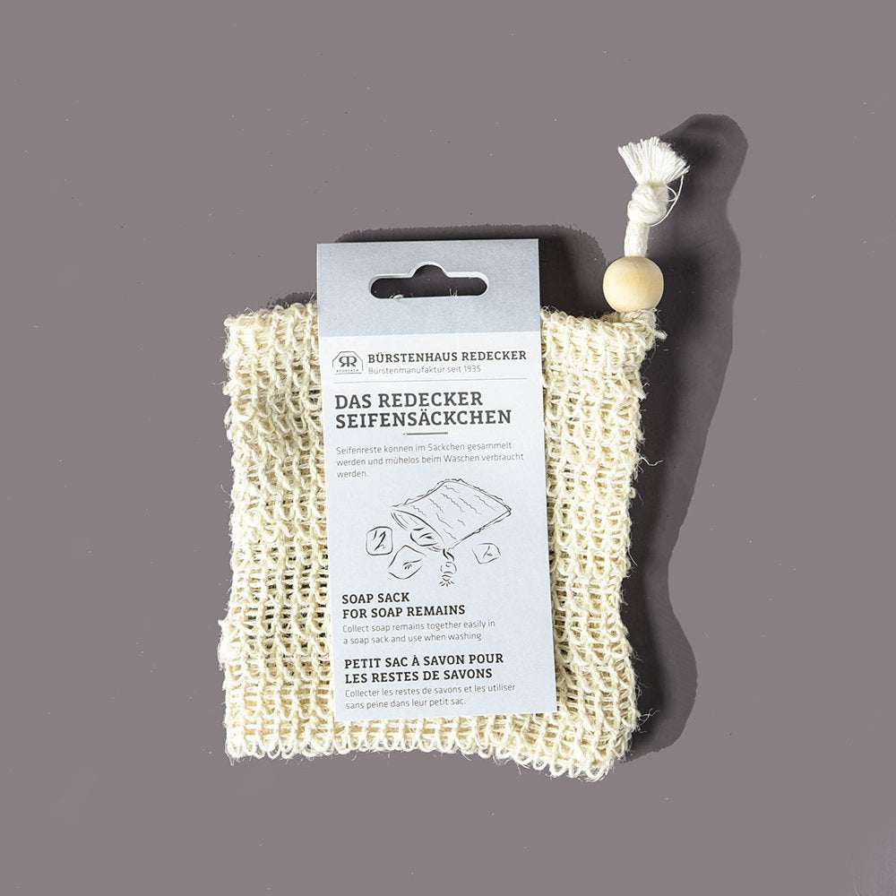 Cotton and sisal drawstring soap bag for small soap pieces