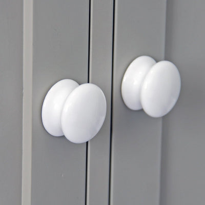 White Ceramic Cabinet Knobs on Cupboard