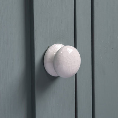 White Crackle Glaze Ceramic Cabinet Knob on Cupboard Door
