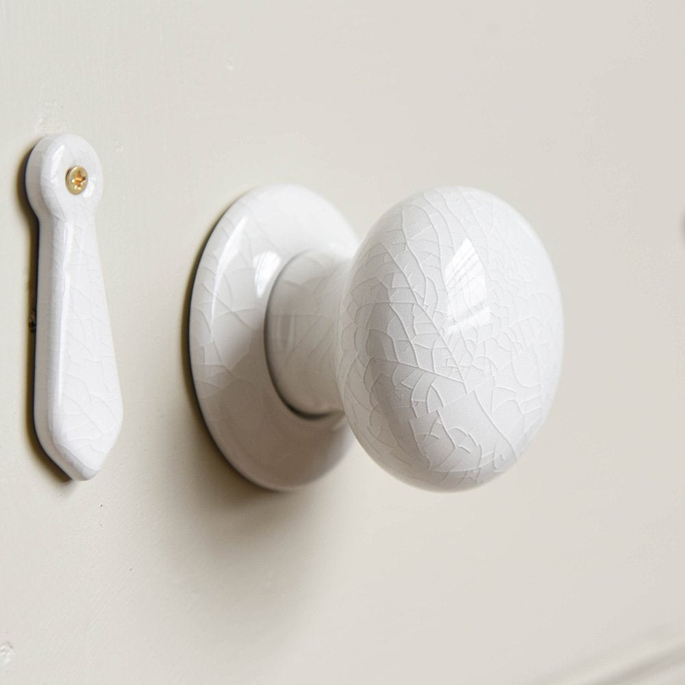 White Crackle Glaze Ceramic Door Knobs with Matching Escutcheon