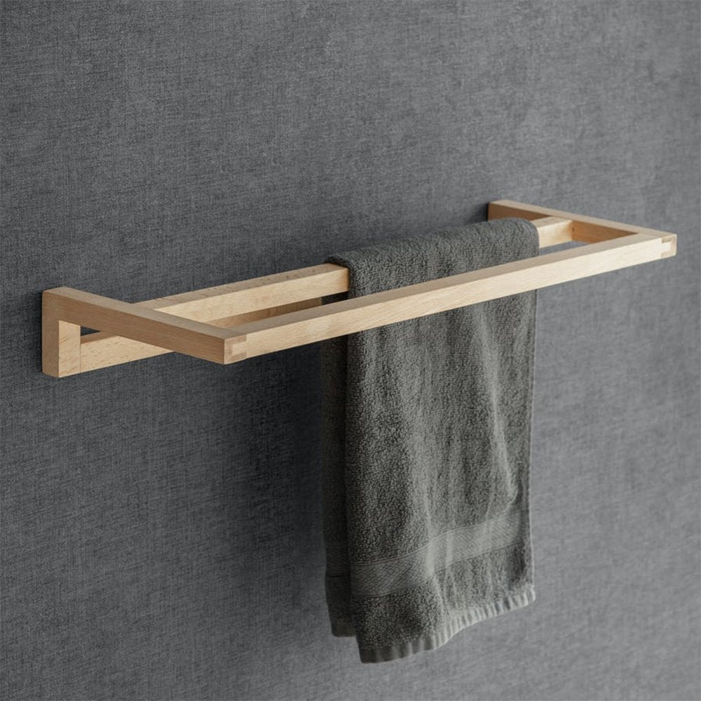 Simple wooden double towel rail made with beech