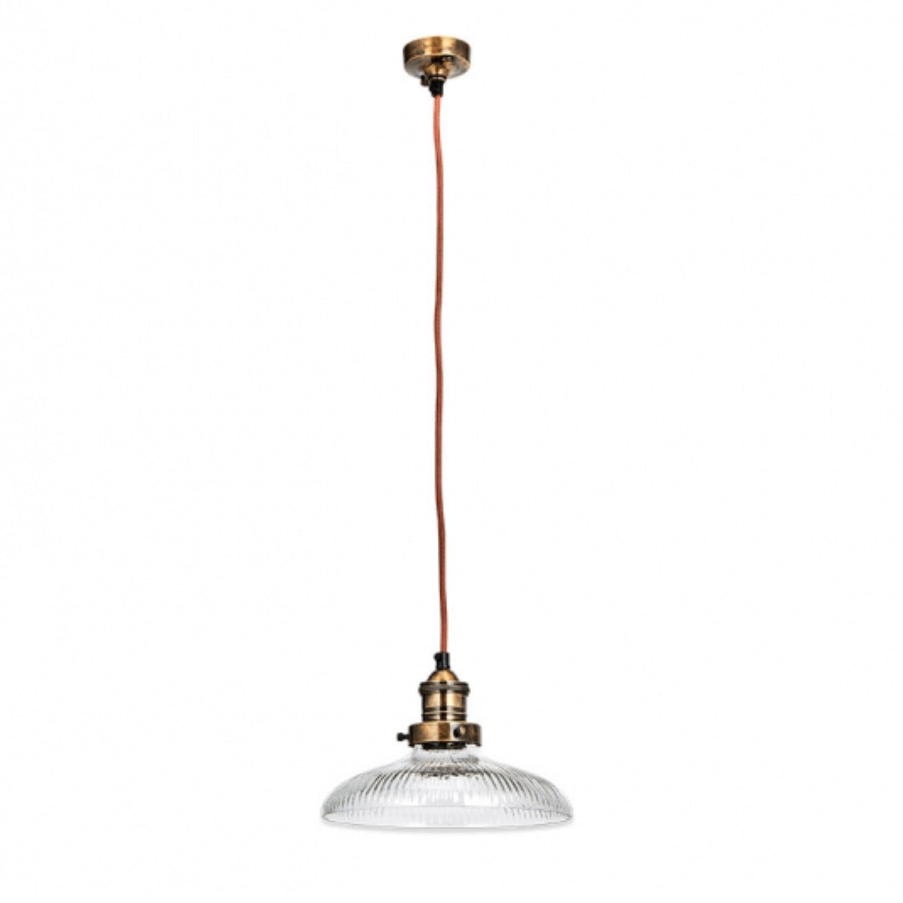 Zowie Glass Pendant Light with Antique Brass Fixings in Full