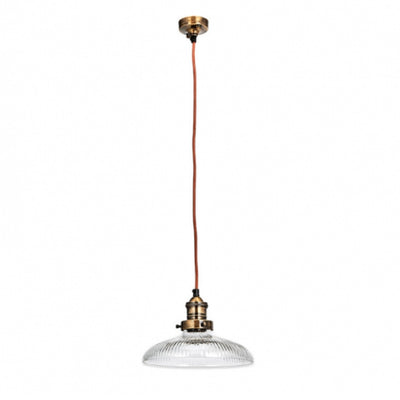 Zowie Glass Pendant Light with Antique Brass Fixings in Full
