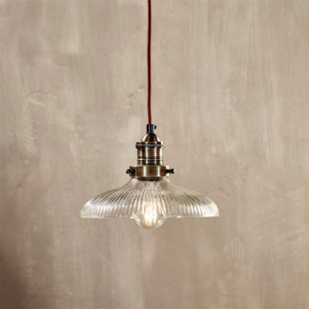 Zowie Glass Pendant Light with Antique Brass Fixings